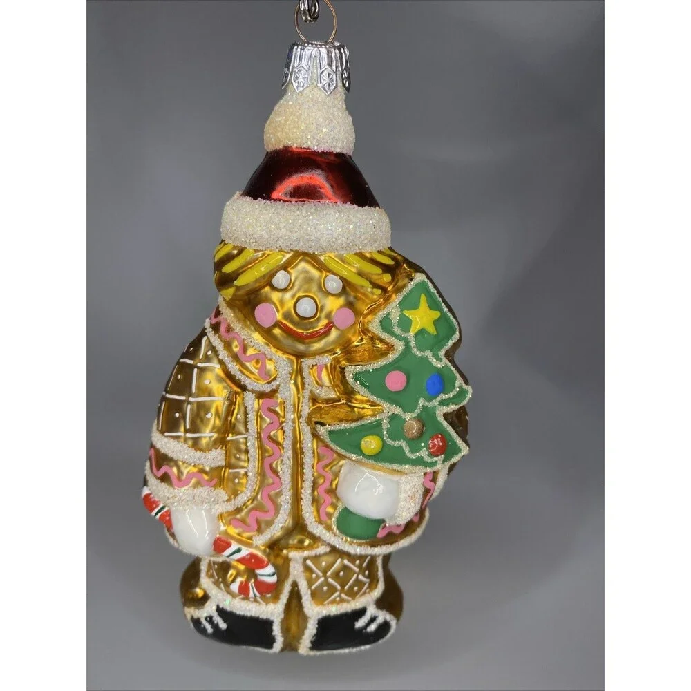 Glass Gingerbread Woman Man Christmas Ornament 5